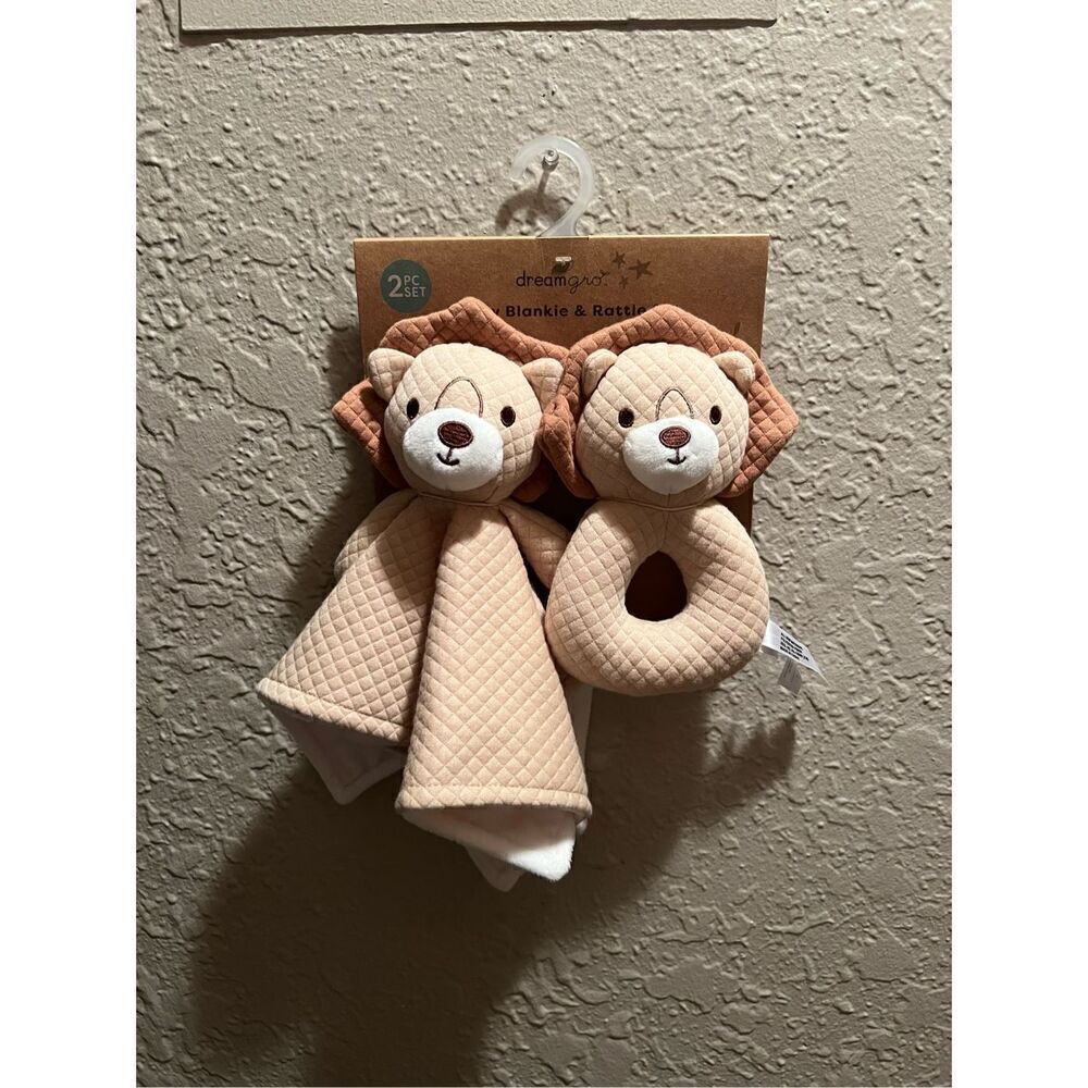 Dream Gro Lion Buddy Blankie & Rattle Set NEW Baby Set